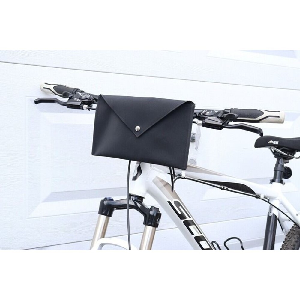 black SMALL handmade bike handlebar bag coated polyester vintage cruiser style